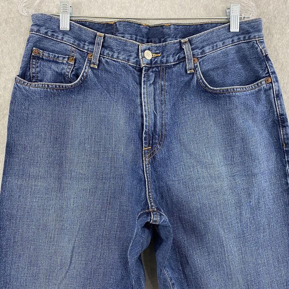 Lucky Brand Dungarees Men's 34 x 31.5 Grunge Distressed Bootleg Denim Blue Jeans - Picture 4 of 14